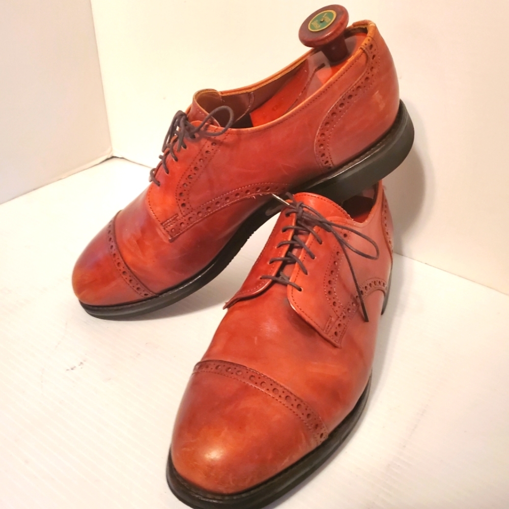 ALLEN EDMONDS SANFORD CAP-TOE DERBY BROWN MEN'S SIZE 9.5D